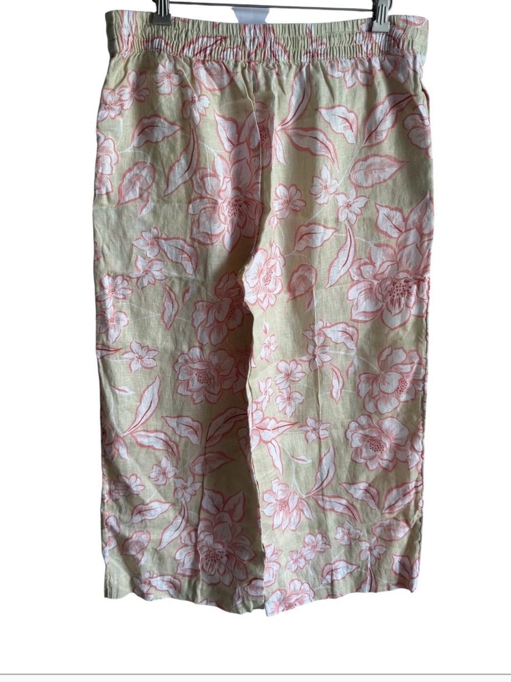 Chelsea & Theodore Floral Wide Leg Pants in Light Yellow and Pink